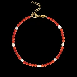 Coral Color Anklet Gold