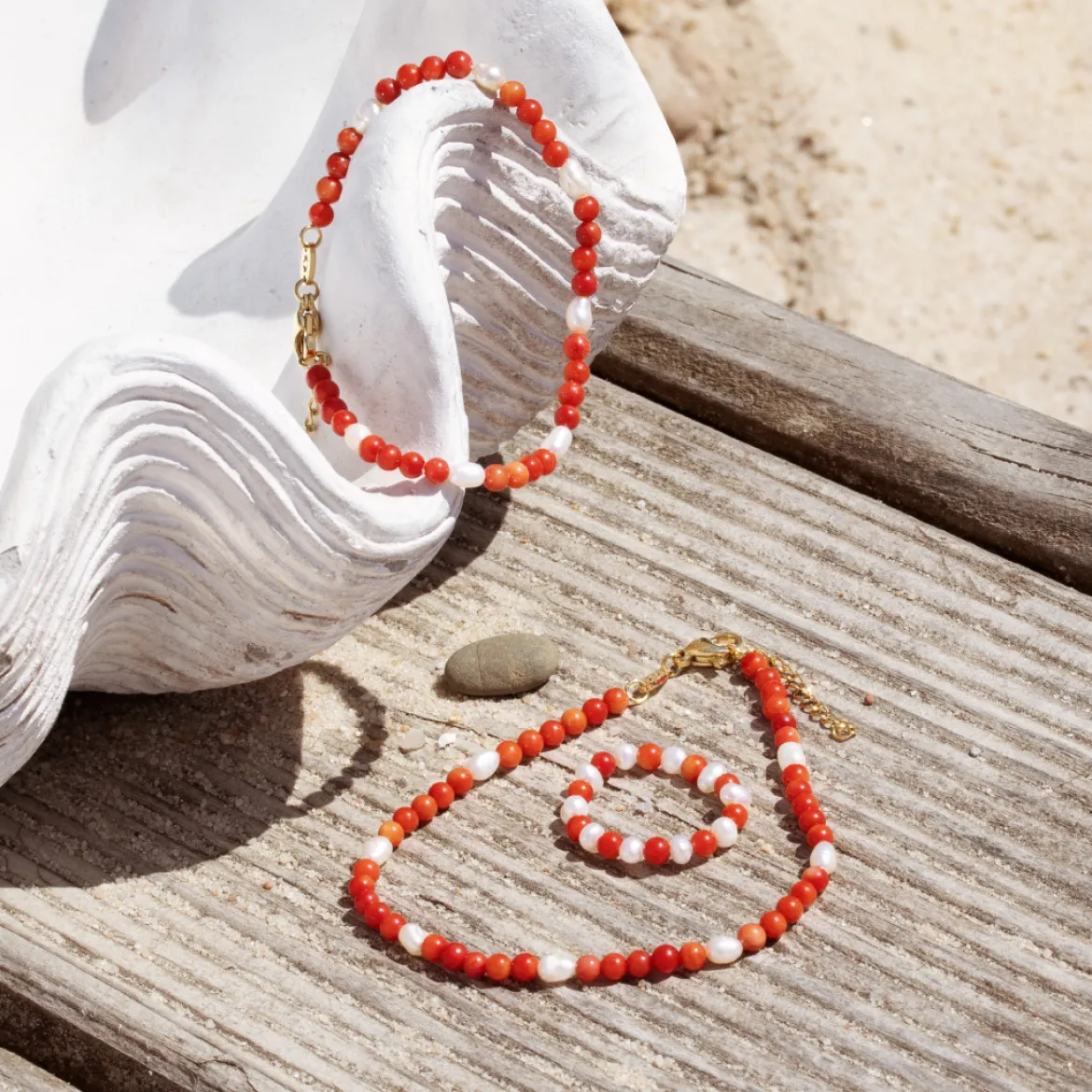 Coral Color Anklet Gold