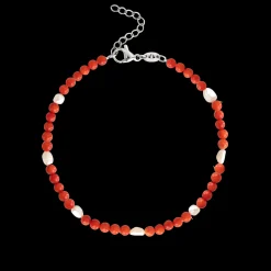 Coral Color Anklet Silber