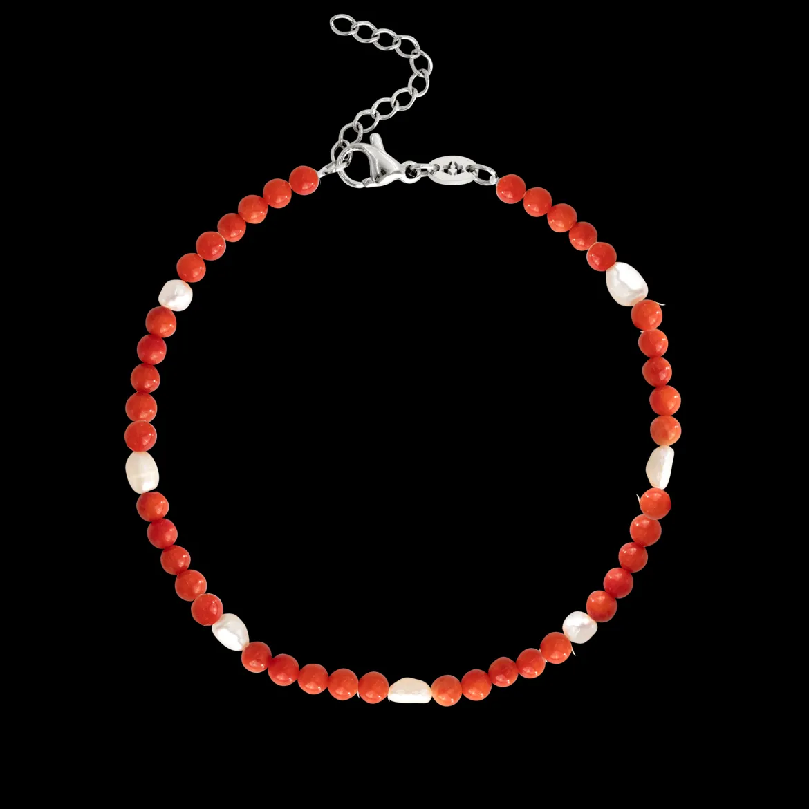 Coral Color Anklet Silber