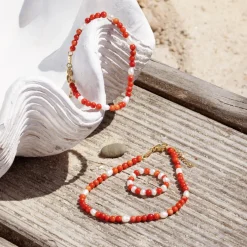 Coral Color Anklet Silber