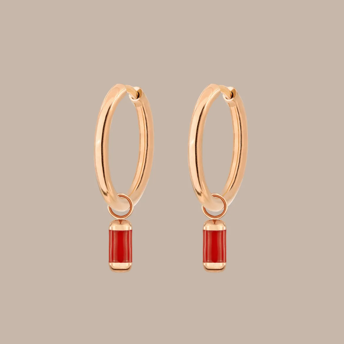 Coral Color Hoop Set Medium Roségold
