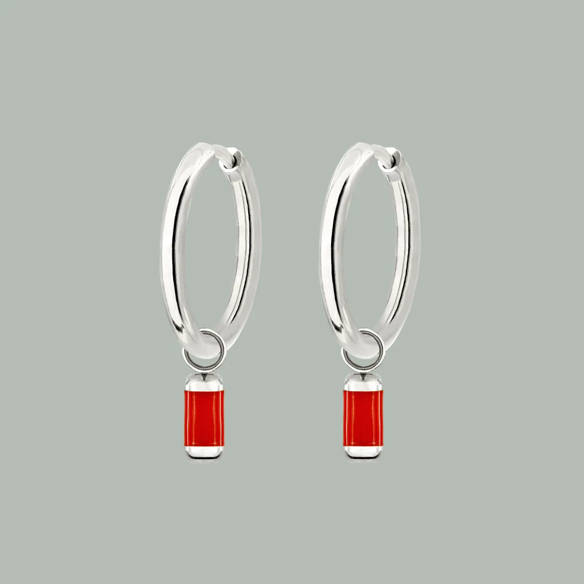 Coral Color Hoop Set Medium Silber