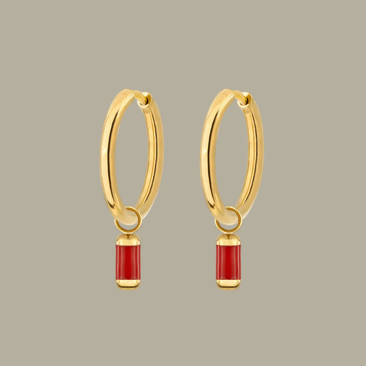 Coral Color Hoop Set Medium Gold