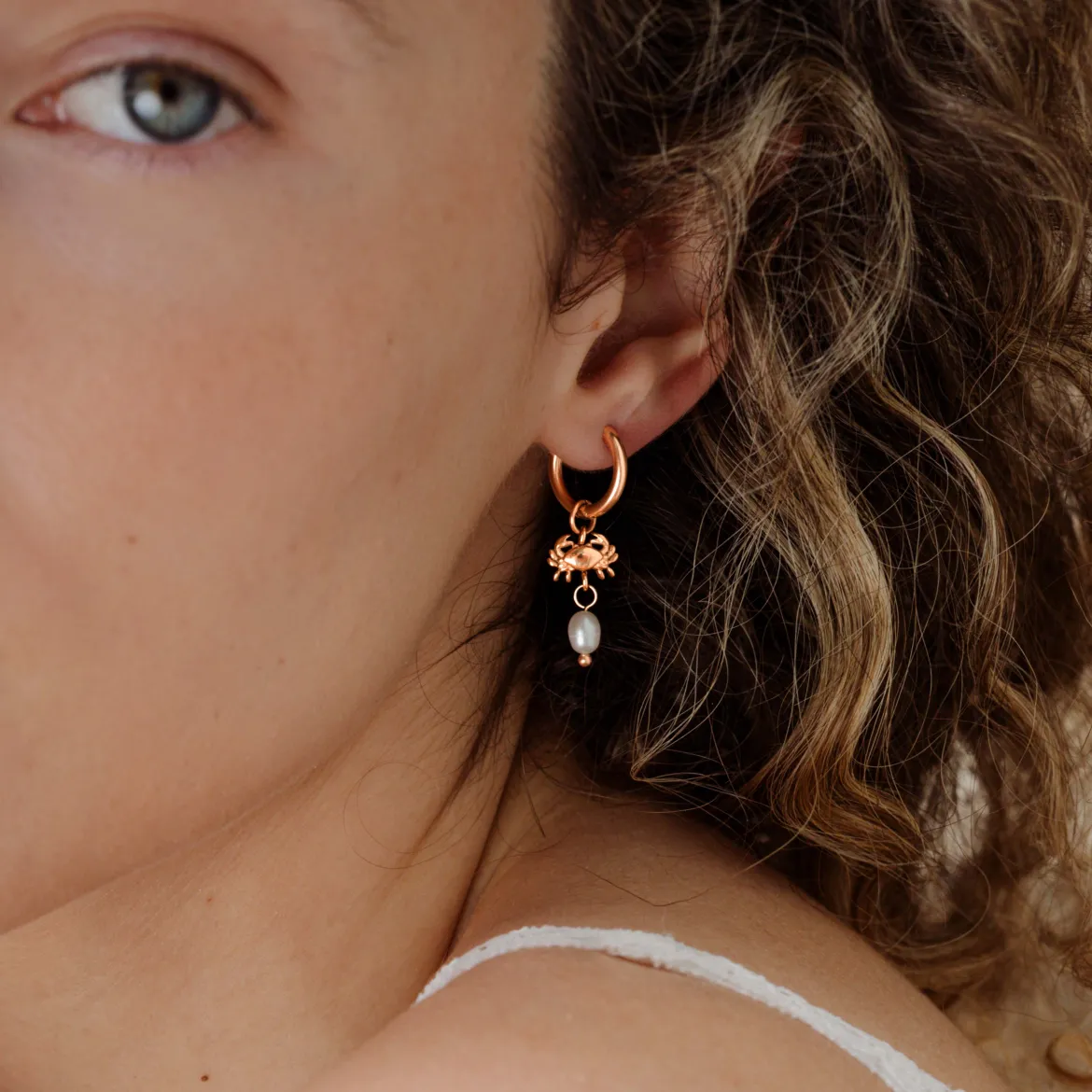 Crab Chaser Hoop Set Small Roségold