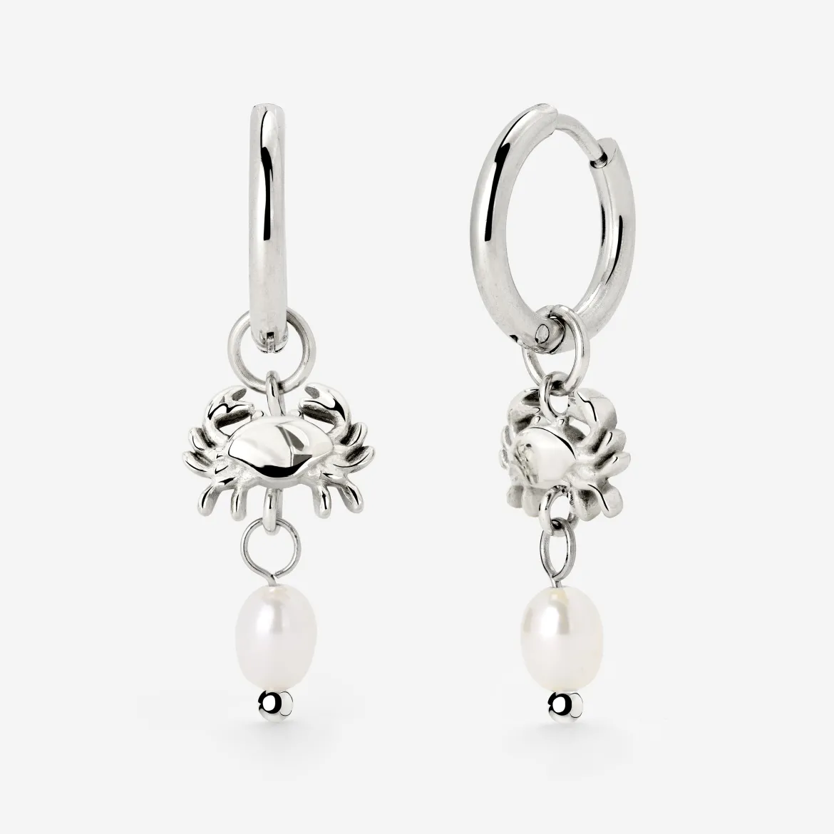 Crab Chaser Hoop Set Small Silber