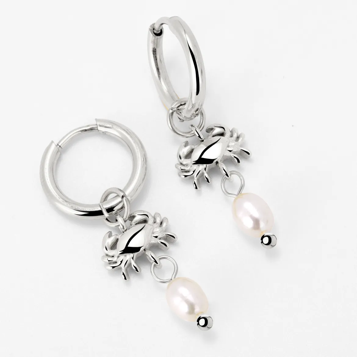 Crab Chaser Hoop Set Small Silber