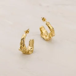 Crinkled Hoop Studs Silber