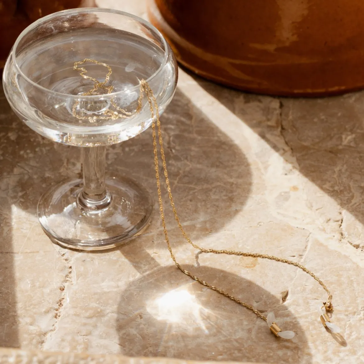 Curly Twist Sunglasses Chain Roségold