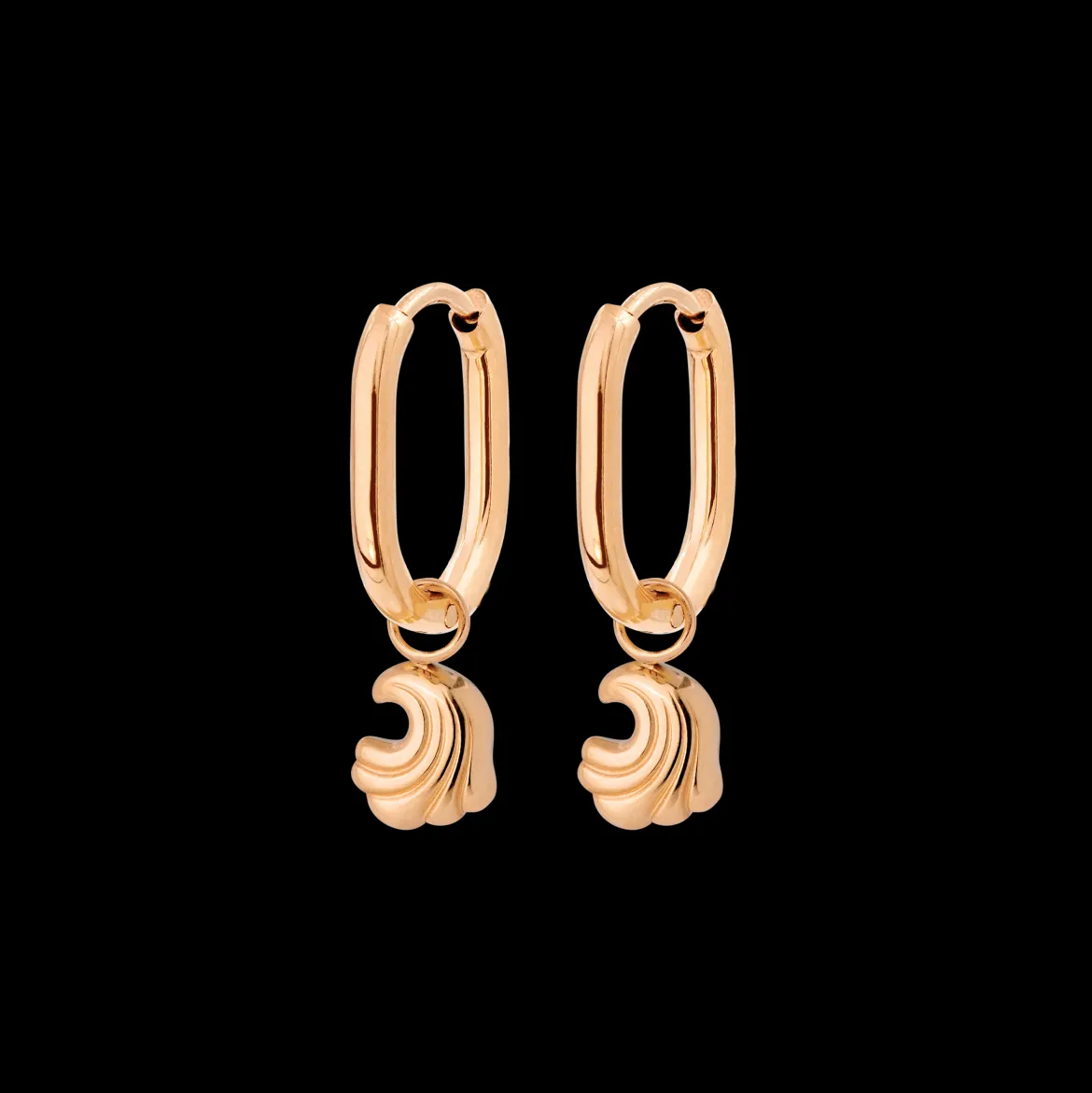 Curvy Wave Oval Hoop Set Baby Roségold
