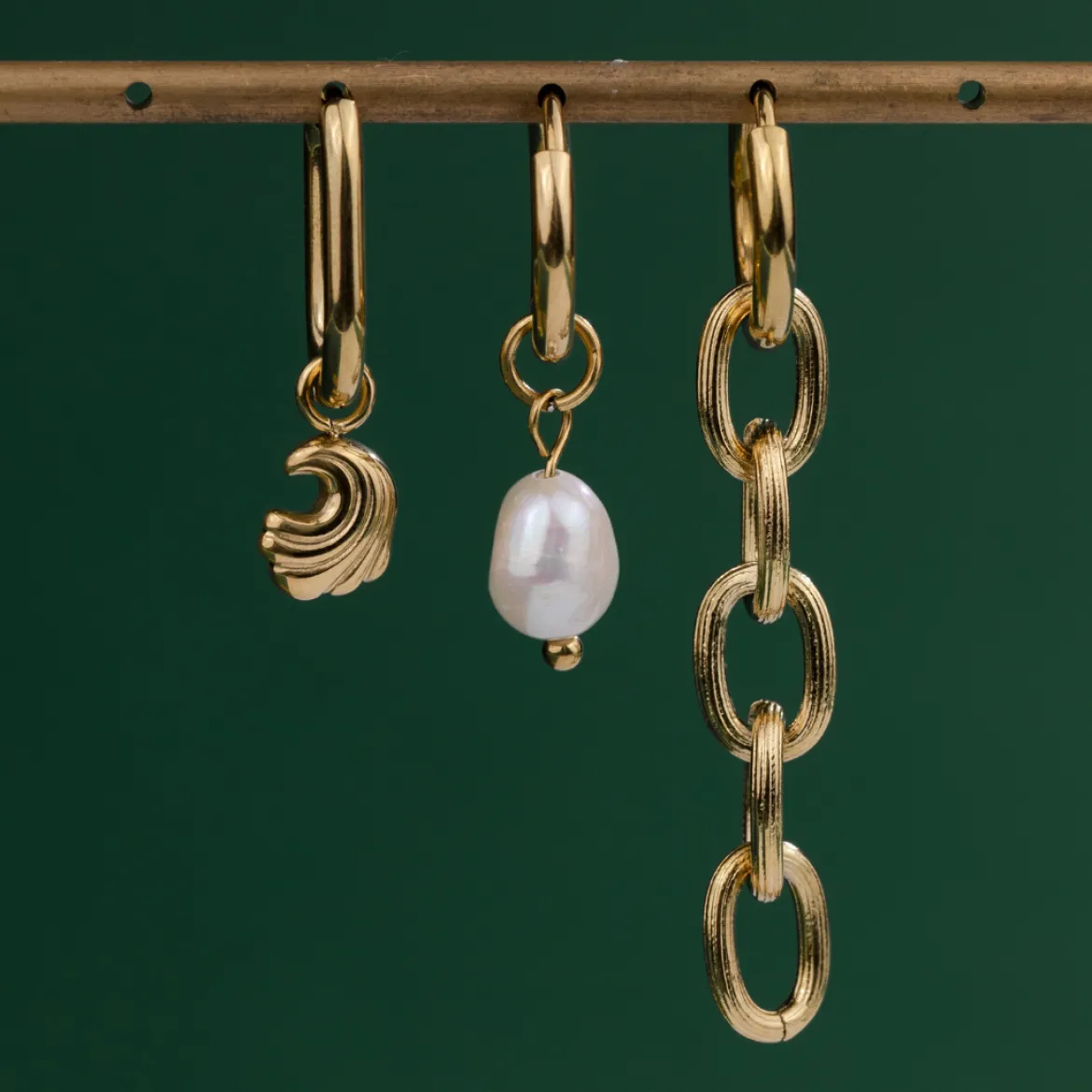 Curvy Wave Oval Hoop Set Baby Roségold