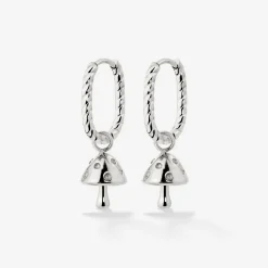 Cute Mushroom Twisted Oval Hoop Set Baby Silber