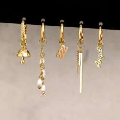 Cute Mushroom Twisted Oval Hoop Set Baby Roségold