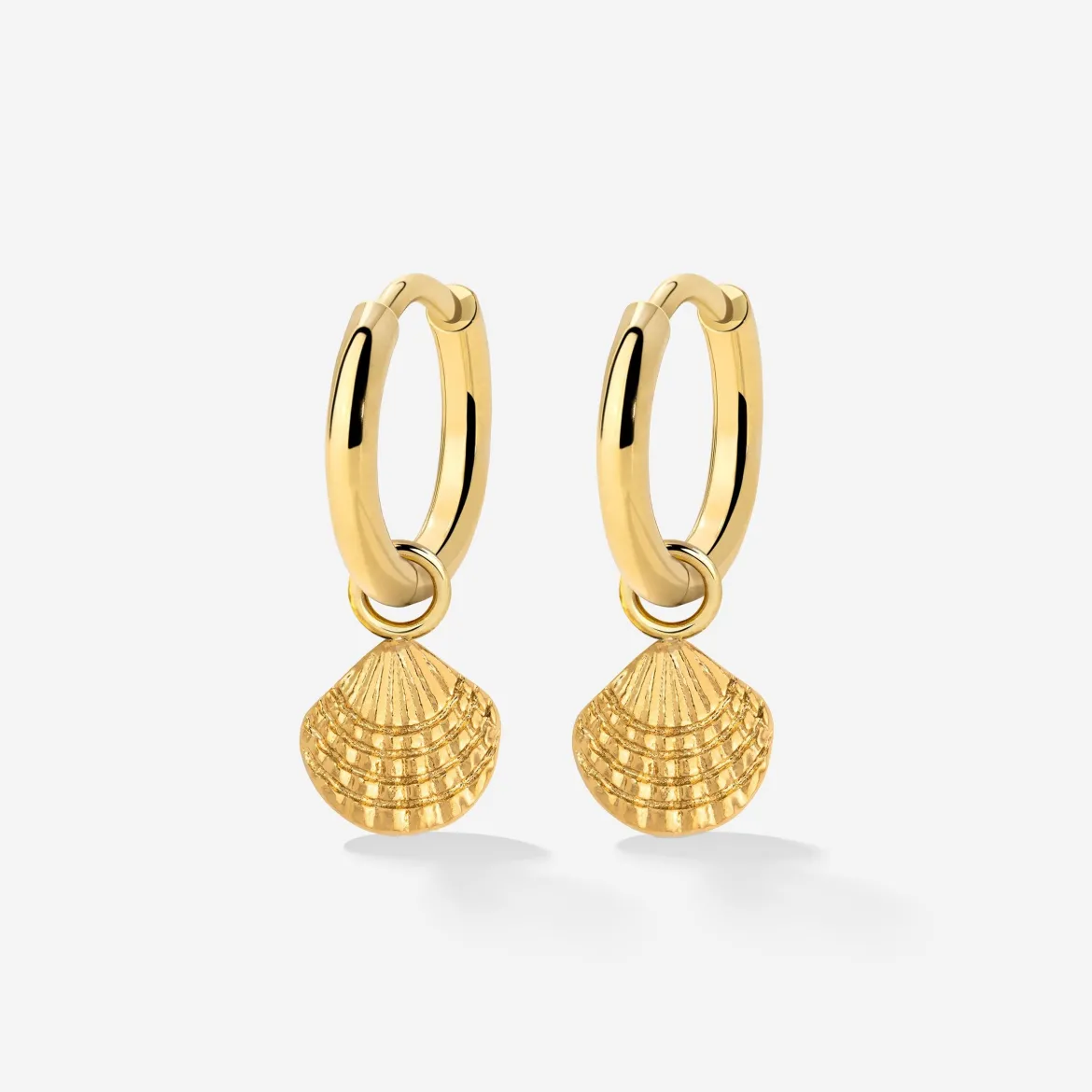 Cute Shell Hoop Set Gold