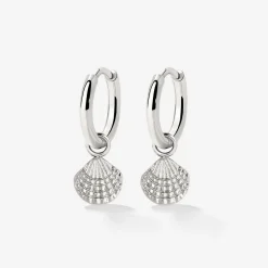 Cute Shell Hoop Set Silber