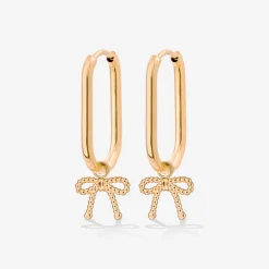 Dotted Ribbon Oval Hoop Set Small Roségold