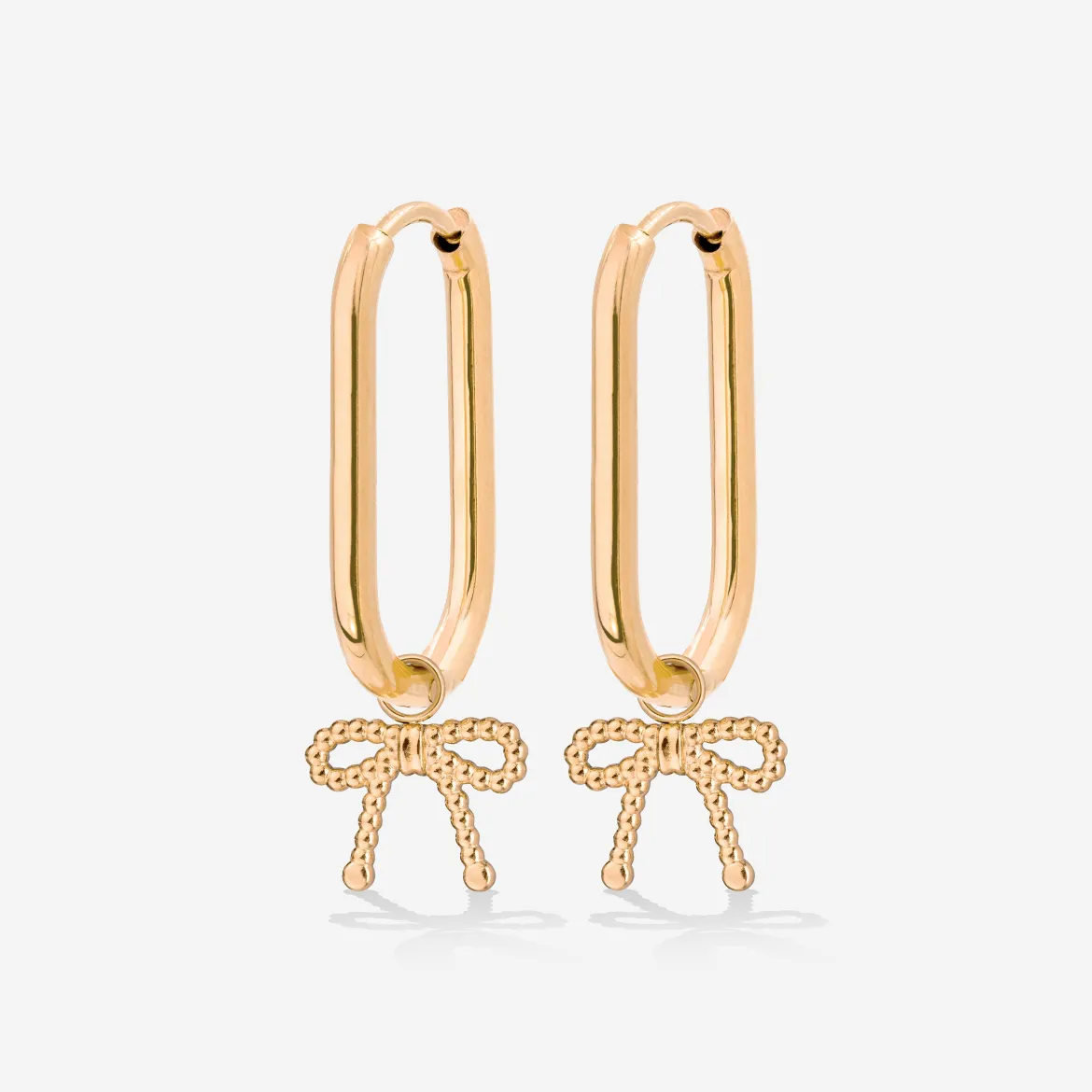 Dotted Ribbon Oval Hoop Set Small Roségold