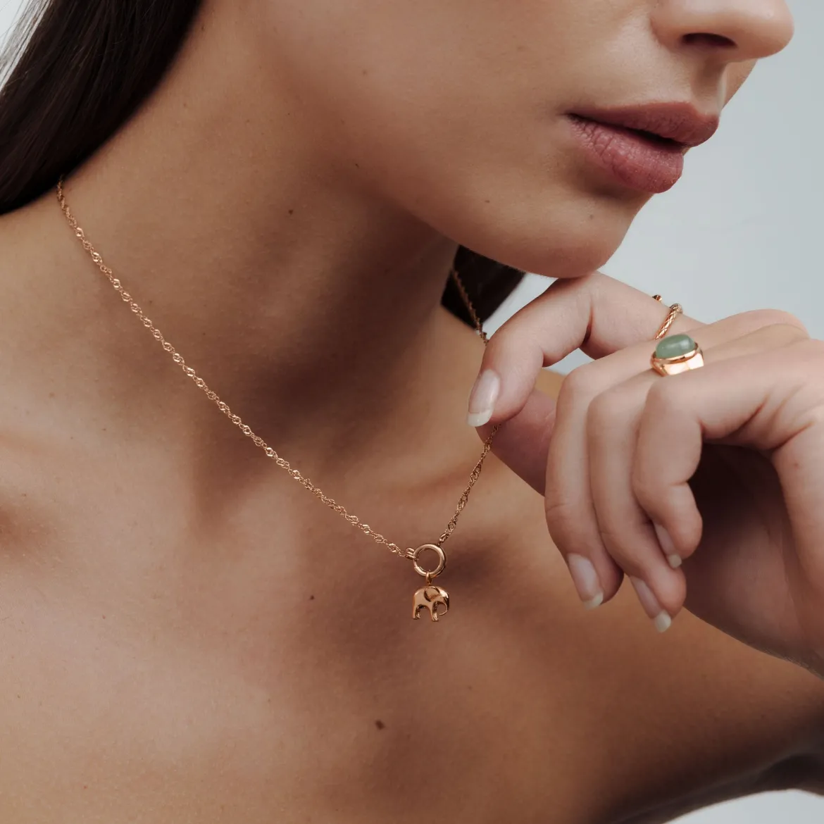 Elephant Singapore Chain Necklace Set Roségold