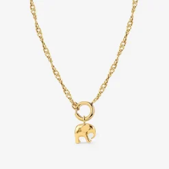 Elephant Singapore Chain Necklace Set Gold