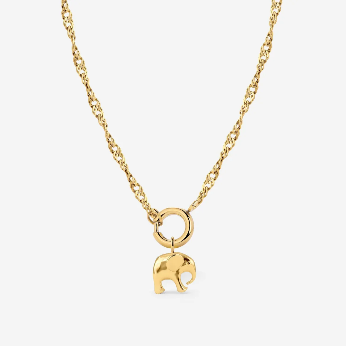 Elephant Singapore Chain Necklace Set Gold
