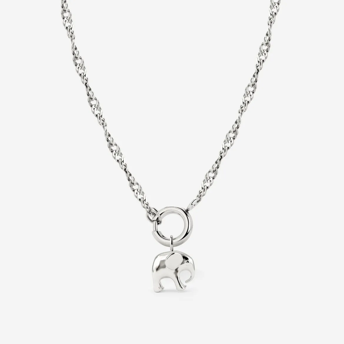 Elephant Singapore Chain Necklace Set Silber