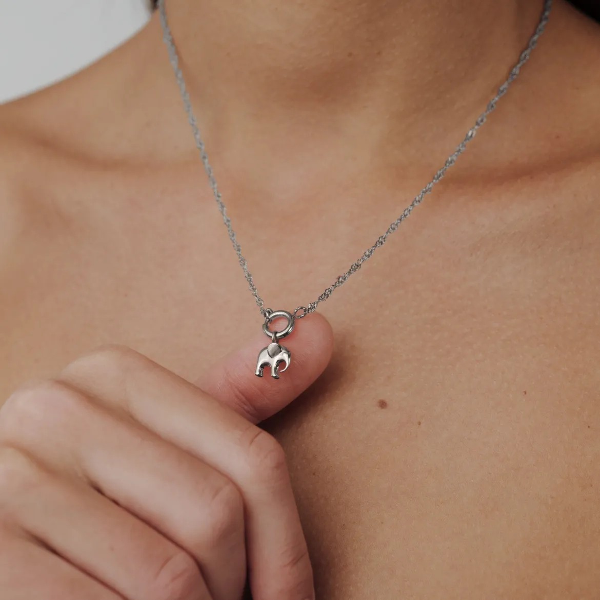Elephant Singapore Chain Necklace Set Silber