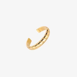 Flat Stripe Toe Ring Gold