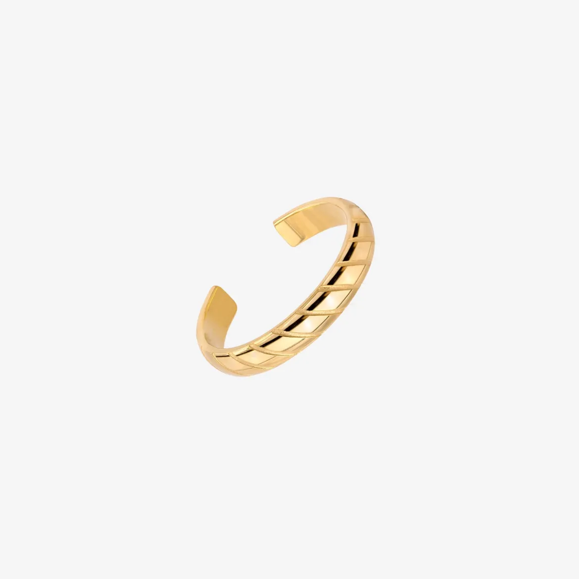 Flat Stripe Toe Ring Gold