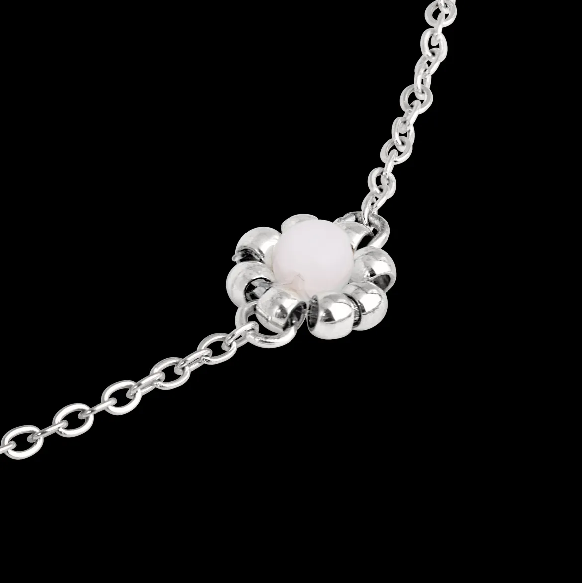 Flower 'n' Beads Necklace Silber