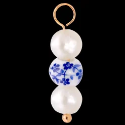 Flower Tile Pearl Hoop Set Small Roségold