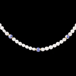 Flower Tile Pearl Necklace Gold