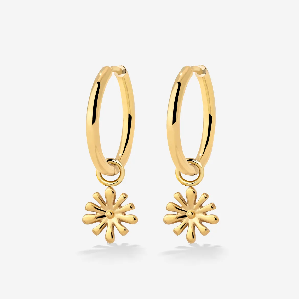 Flowery Hoop Set Medium Gold
