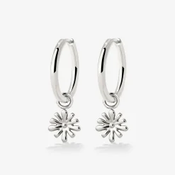 Flowery Hoop Set Medium Silber
