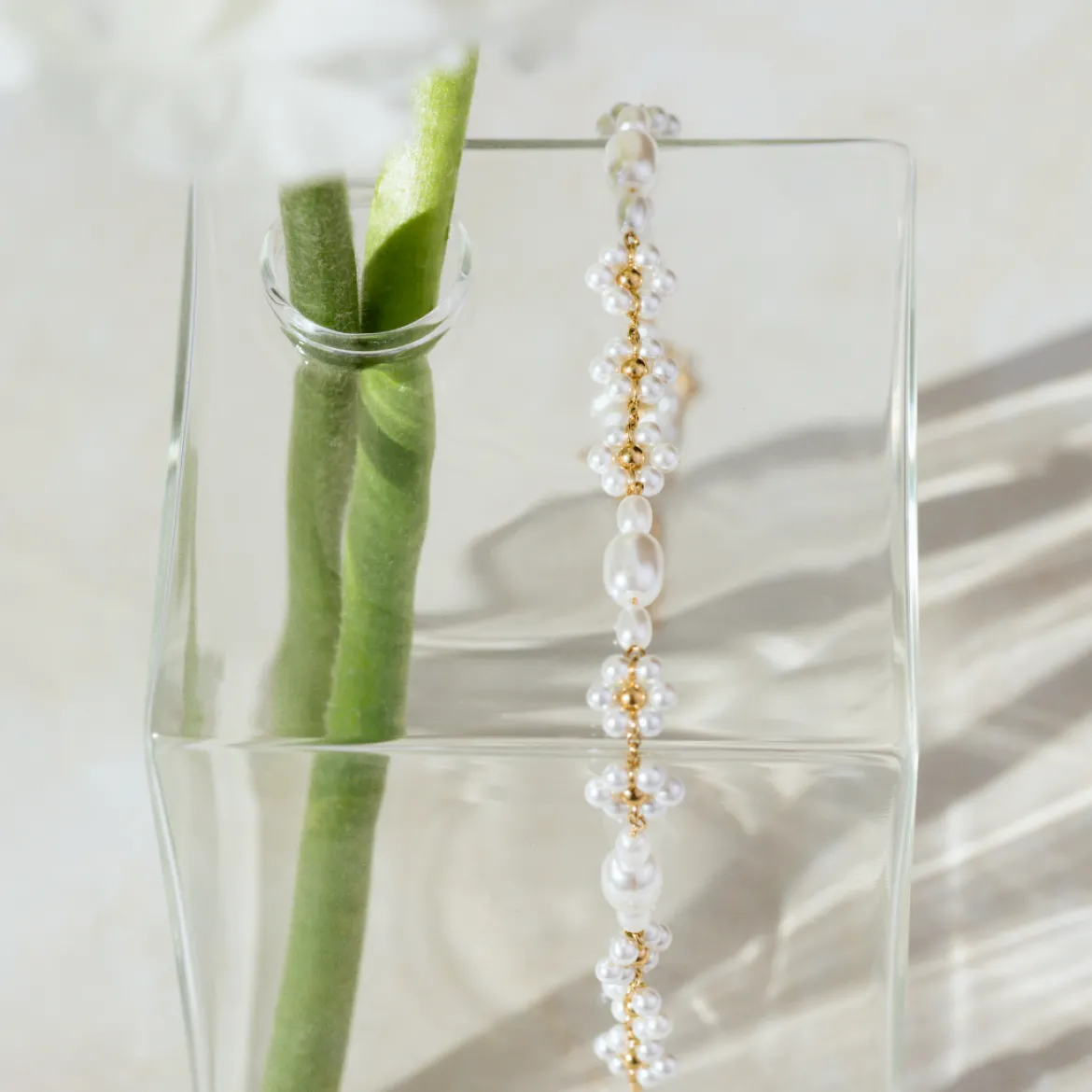 Flowery Pearls Choker Roségold