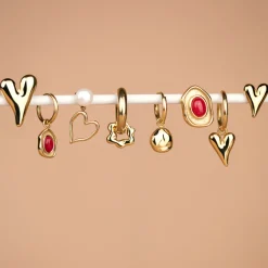 Flowy Heart Hoop Set Medium Gold