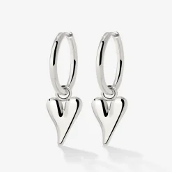 Flowy Heart Hoop Set Medium Silber