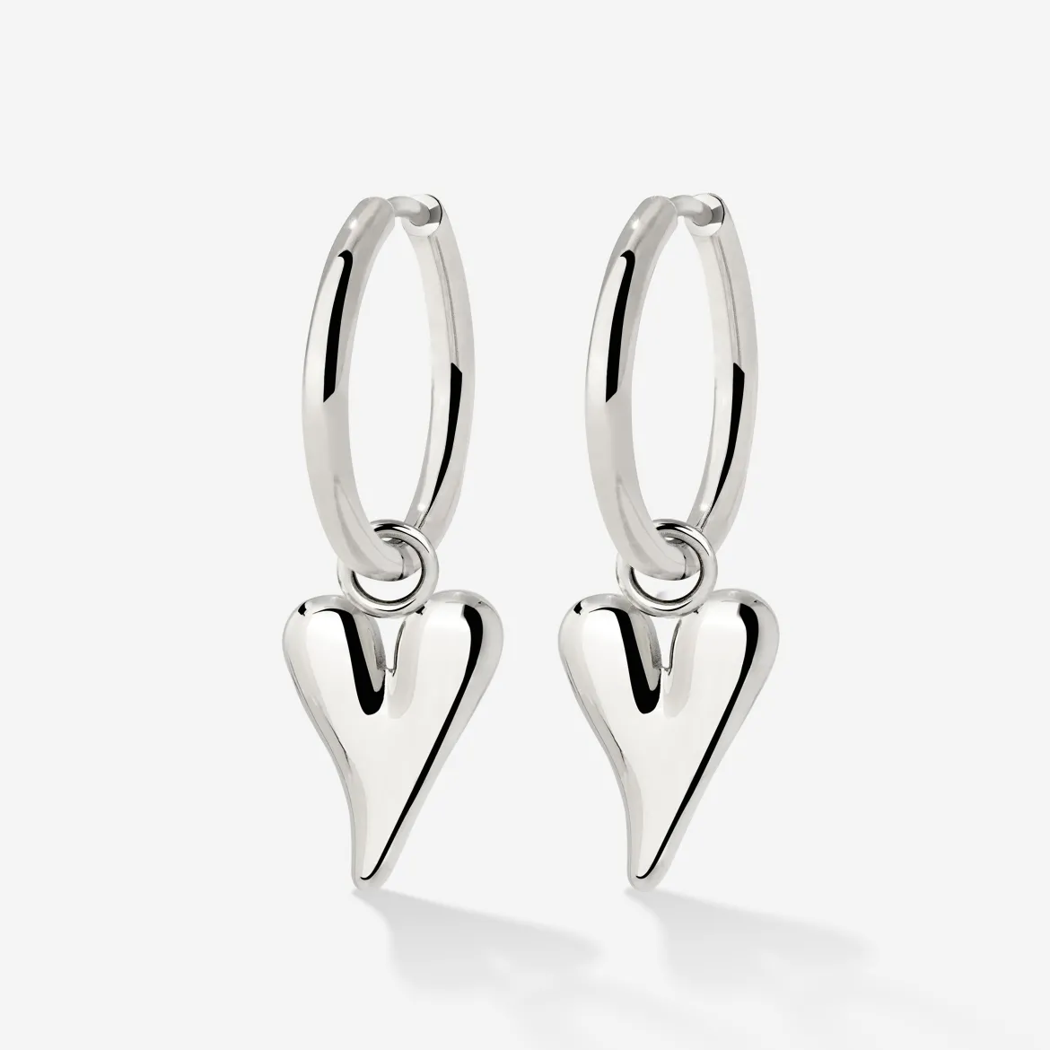 Flowy Heart Hoop Set Medium Silber