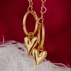 Flowy Heart Hoop Set Medium Silber