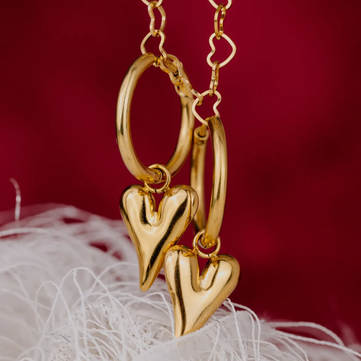 Flowy Heart Hoop Set Medium Silber