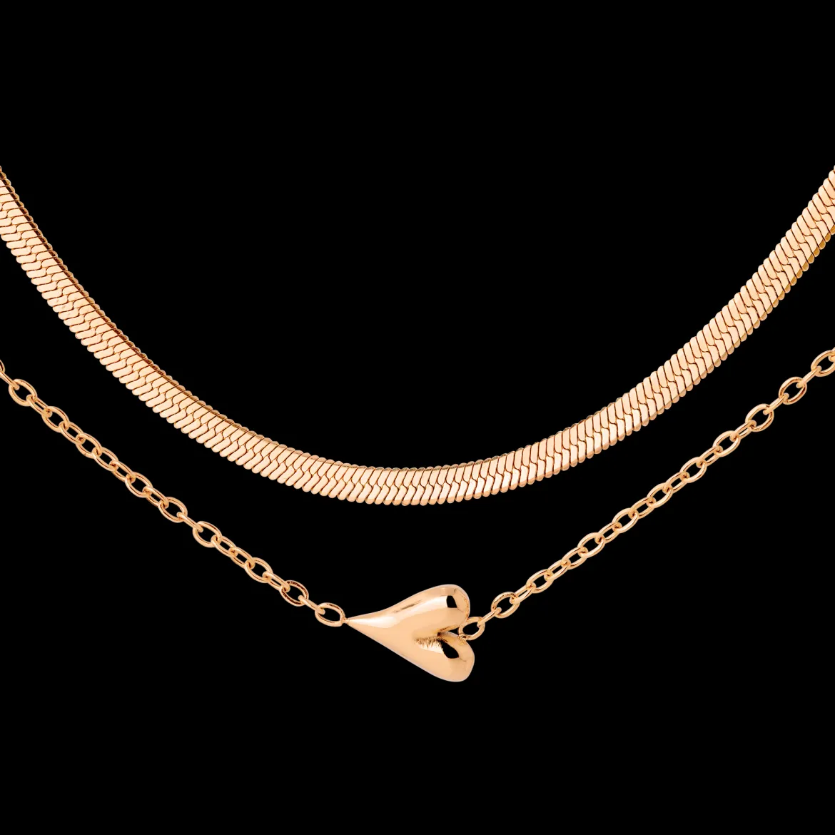 Flowy Heart Necklace Bundle Roségold
