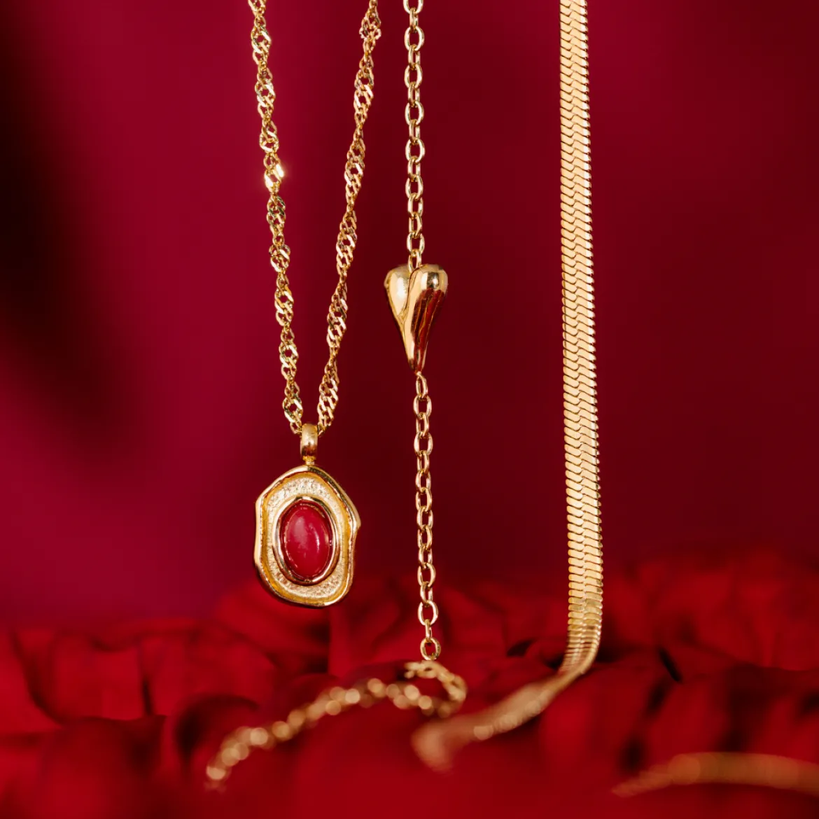 Flowy Heart Necklace Bundle Roségold