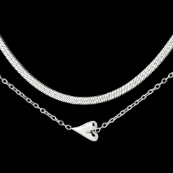 Flowy Heart Necklace Bundle Silber