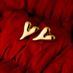 Flowy Heart Studs Large Roségold