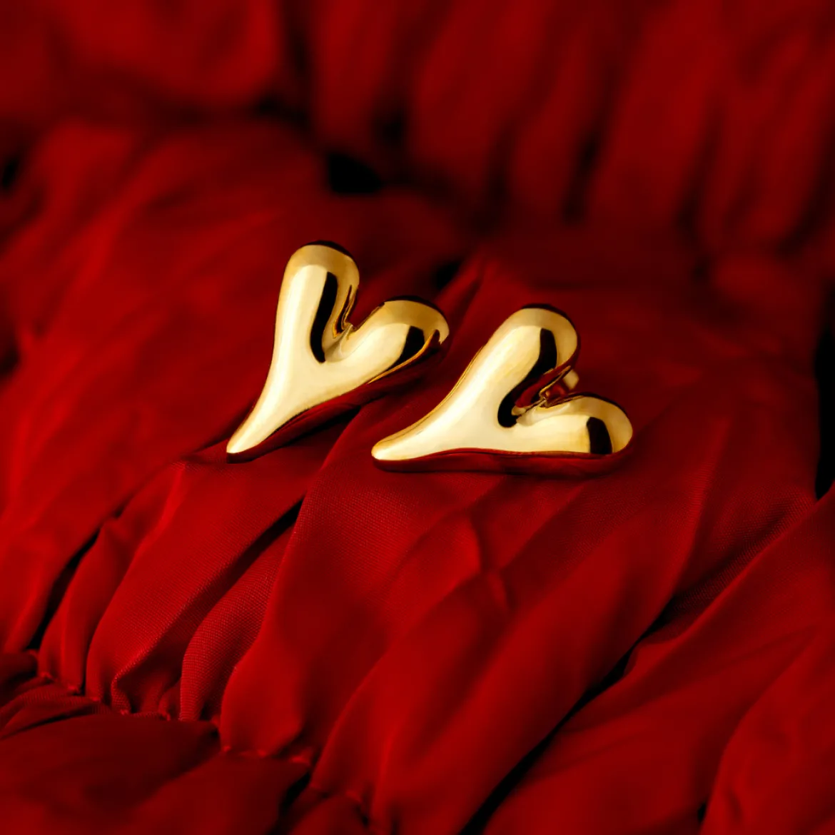 Flowy Heart Studs Large Roségold