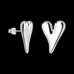 Flowy Heart Studs Large Silber