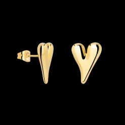 Flowy Heart Studs Small Gold