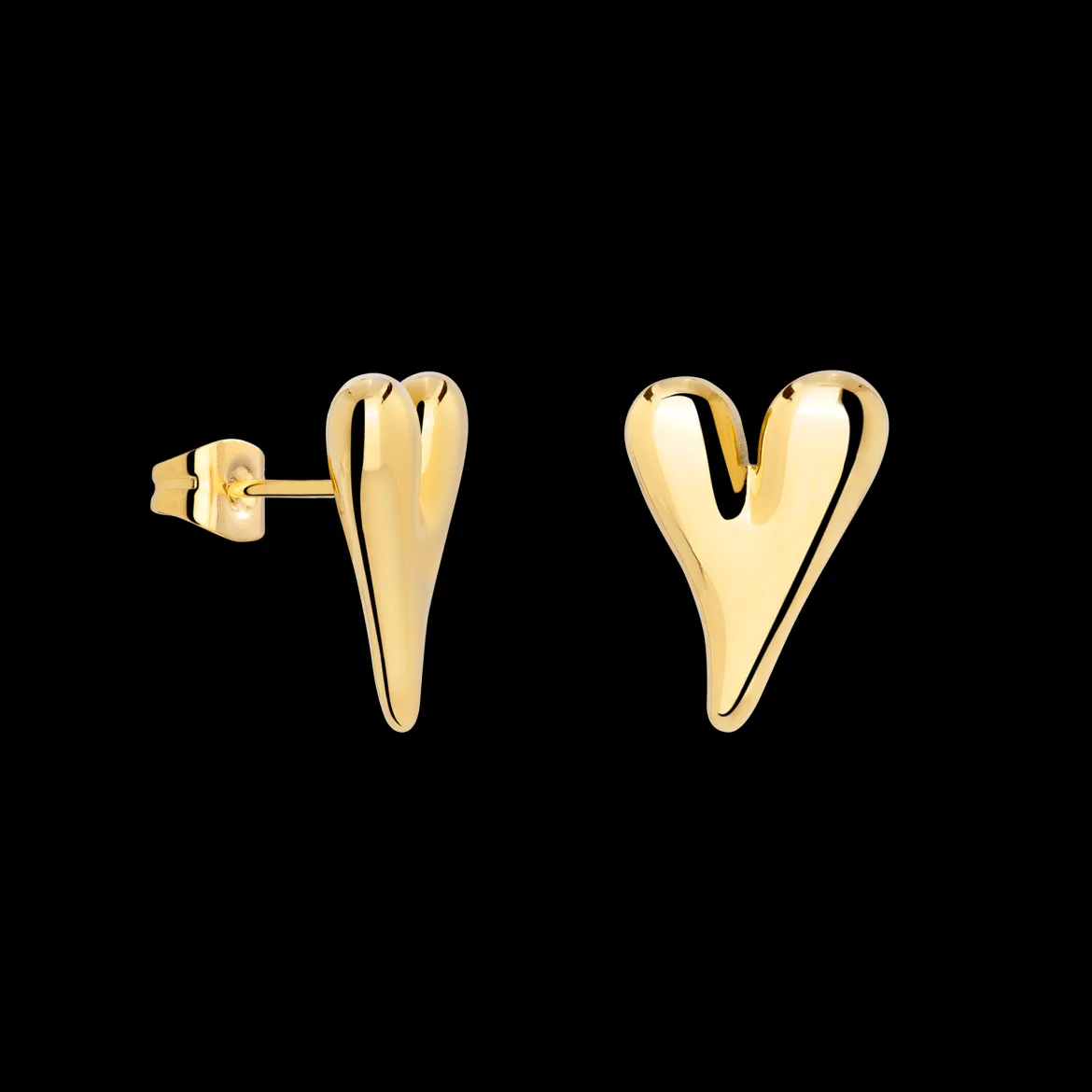 Flowy Heart Studs Small Gold