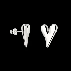 Flowy Heart Studs Small Silber