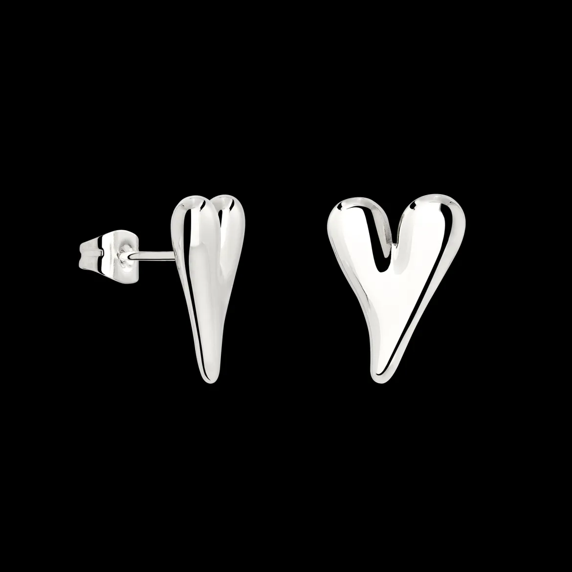 Flowy Heart Studs Small Silber