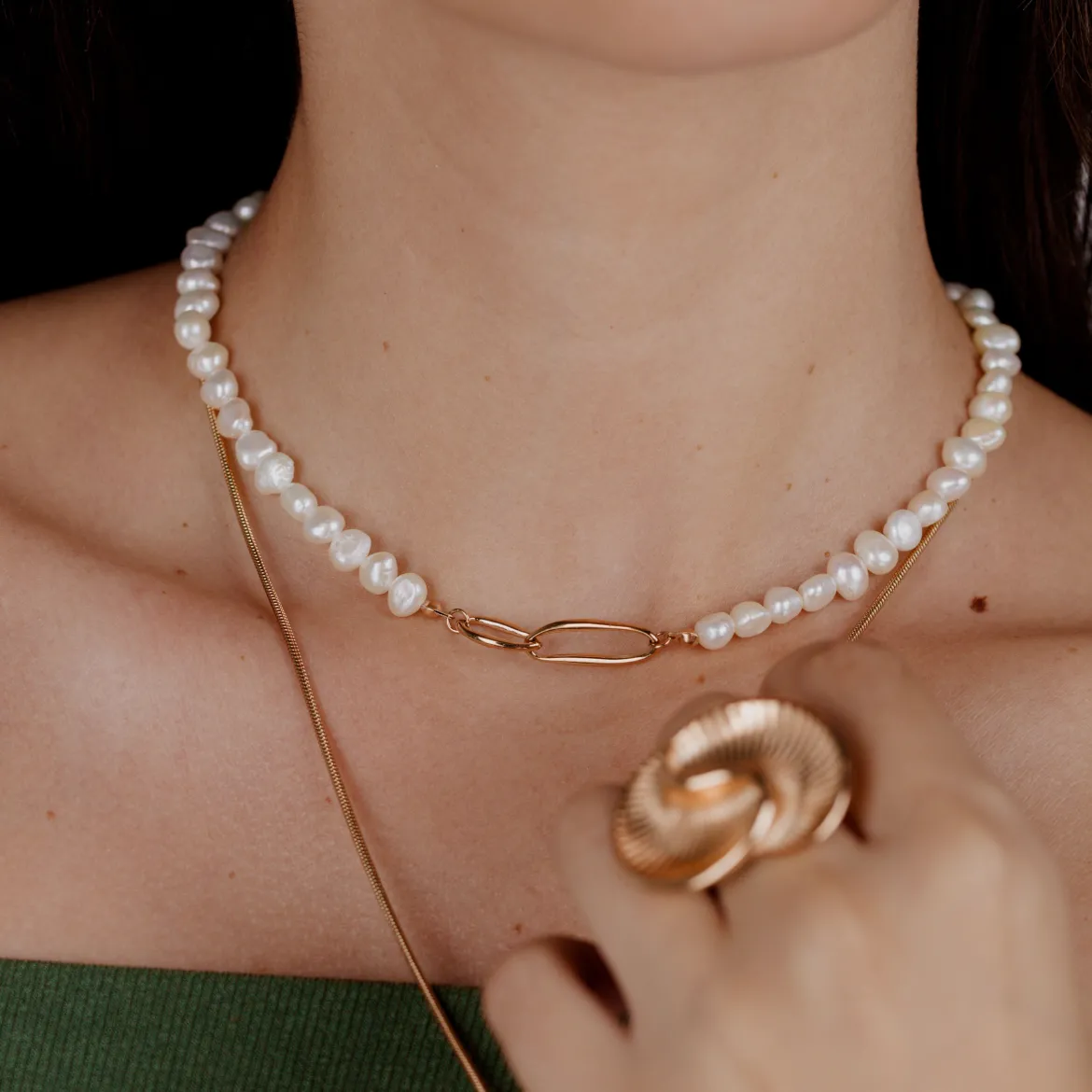 Fluidity Pearl Necklace Roségold